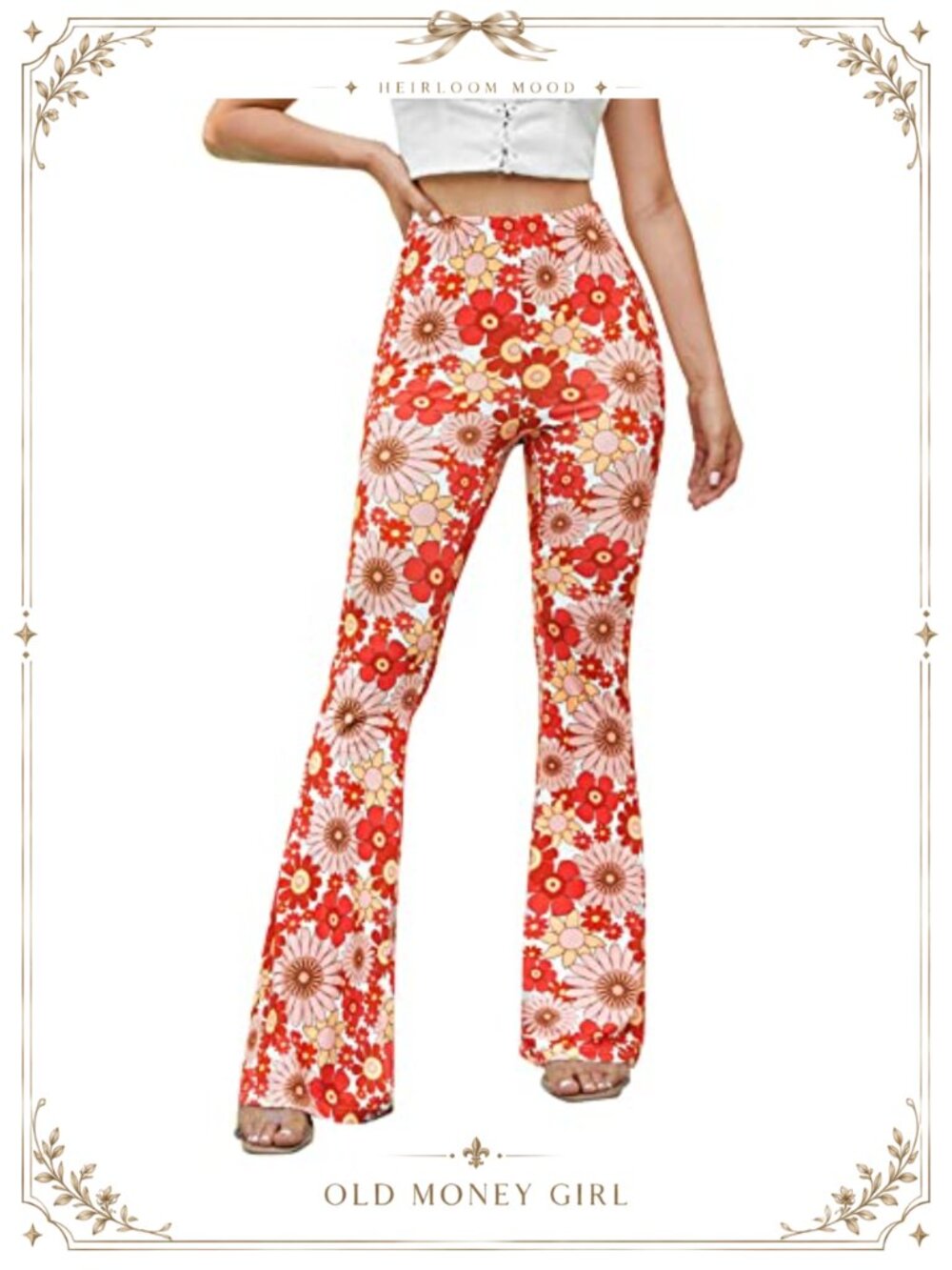 EVELUST Women's 70s Flare Pants High-Waisted Boho Festival Trousers